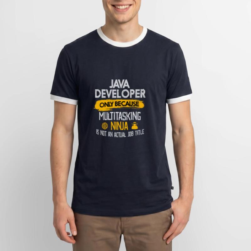 Java Developer Funny T-Shirt Ninja Job Title Tee T-shirt contrasté Homme