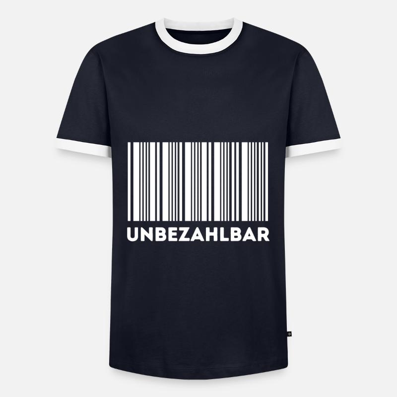 strichcode unbezahlbar - Männer Kontrast-T-Shirt - Navy/Weiß 