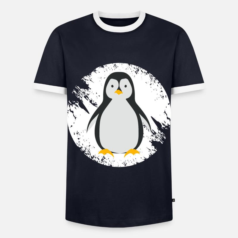 Pinguin - Männer Kontrast-T-Shirt - Navy/Weiß