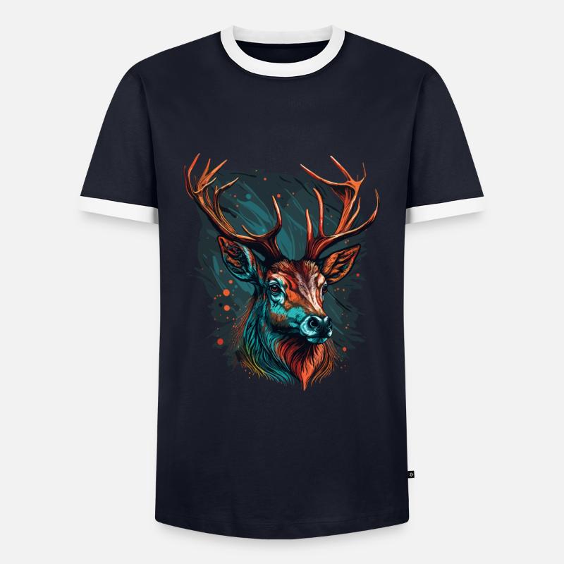 Deer Lover - Men's Ringer Shirt - navy/white 