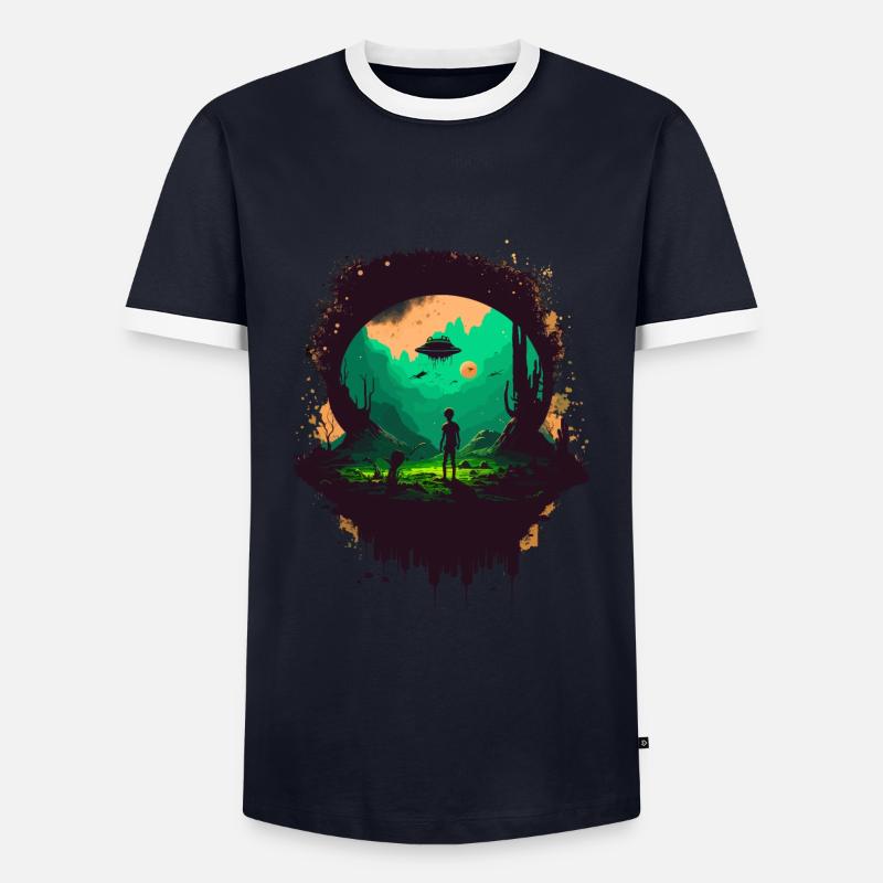 Fremder Frieden - Männer Kontrast-T-Shirt - Navy/Weiß 