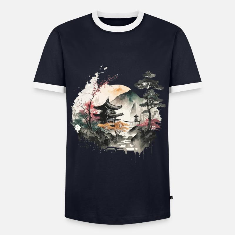 Sakura - Men's Ringer Shirt - navy/white
