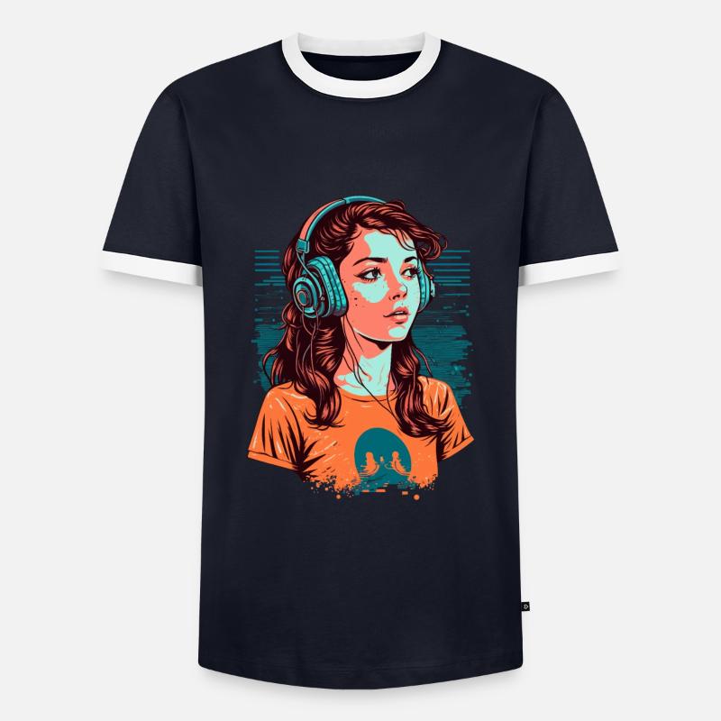 Lo-Fi Mädchen - Männer Kontrast-T-Shirt - Navy/Weiß 