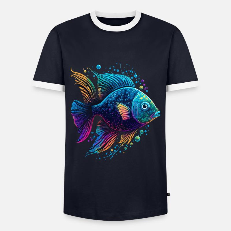 Regenbogenfisch - Männer Kontrast-T-Shirt - Navy/Weiß 