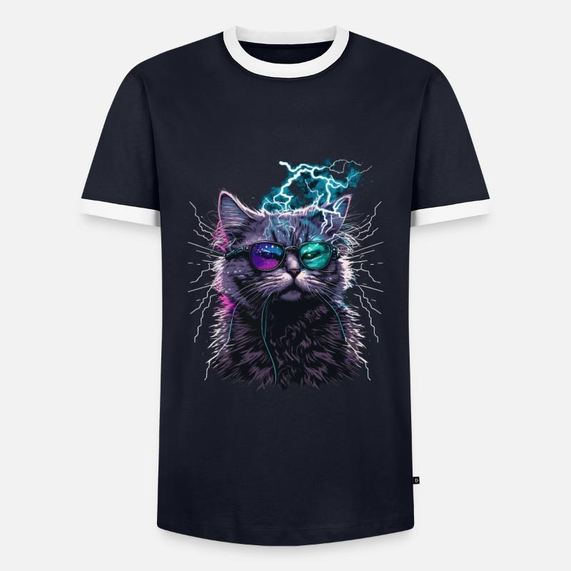 Thunder Cat - Men's Ringer Shirt - navy/white 