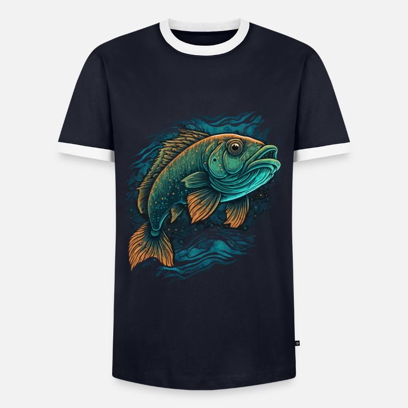 Fisch - Männer Kontrast-T-Shirt - Navy/Weiß 