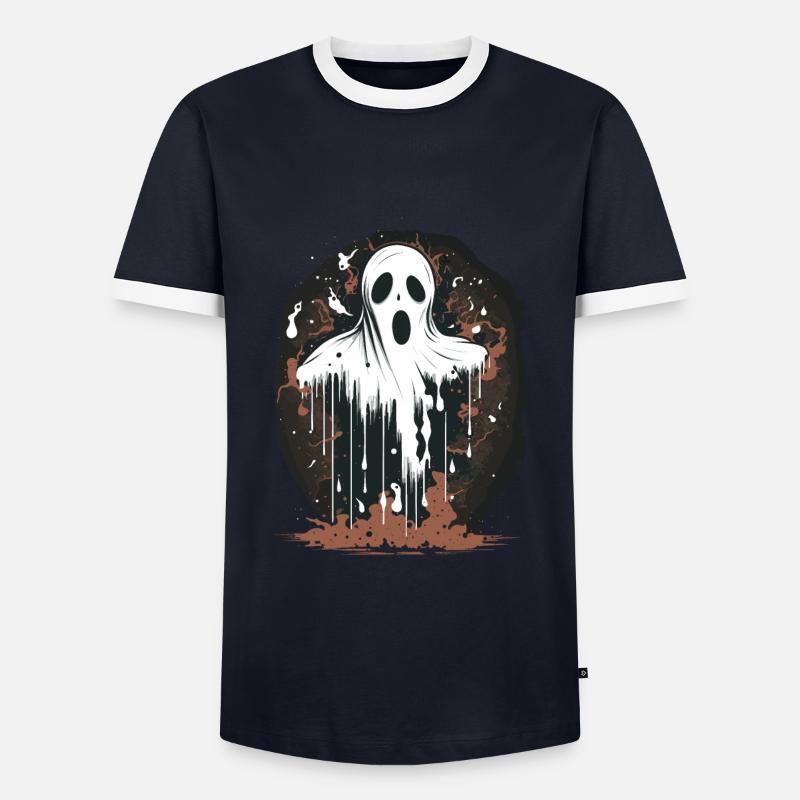 Spooky Ghost - Men's Ringer Shirt - navy/white 