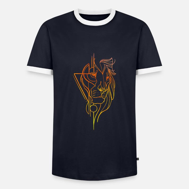 Löwenkopffutter Kunst - Männer Kontrast-T-Shirt - Navy/Weiß 
