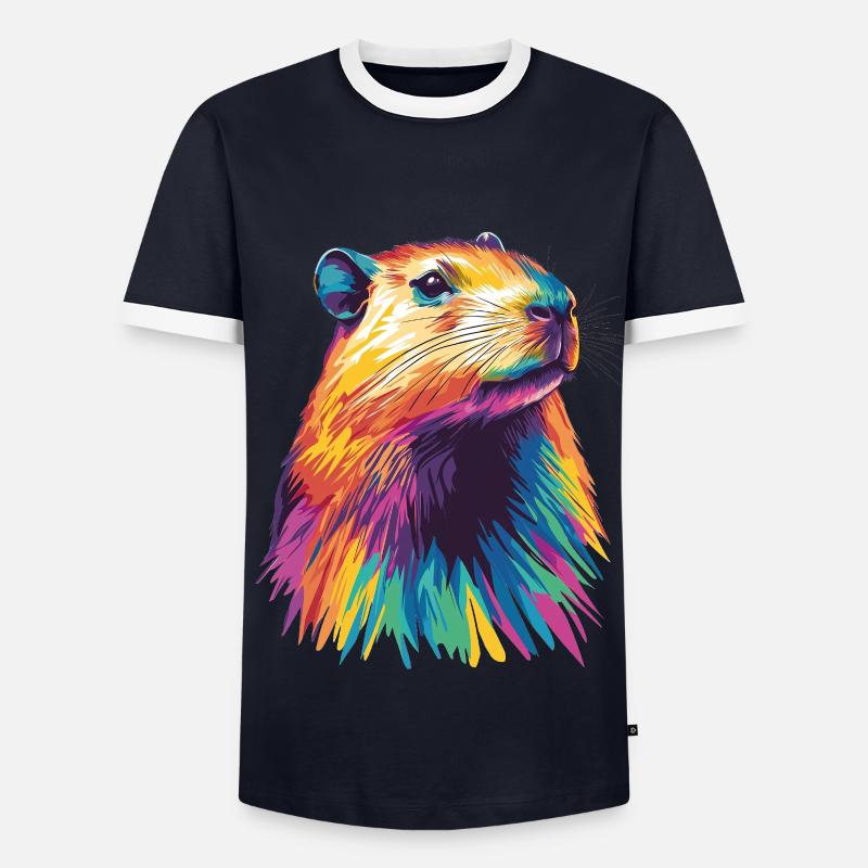 Capybara - Männer Kontrast-T-Shirt - Navy/Weiß