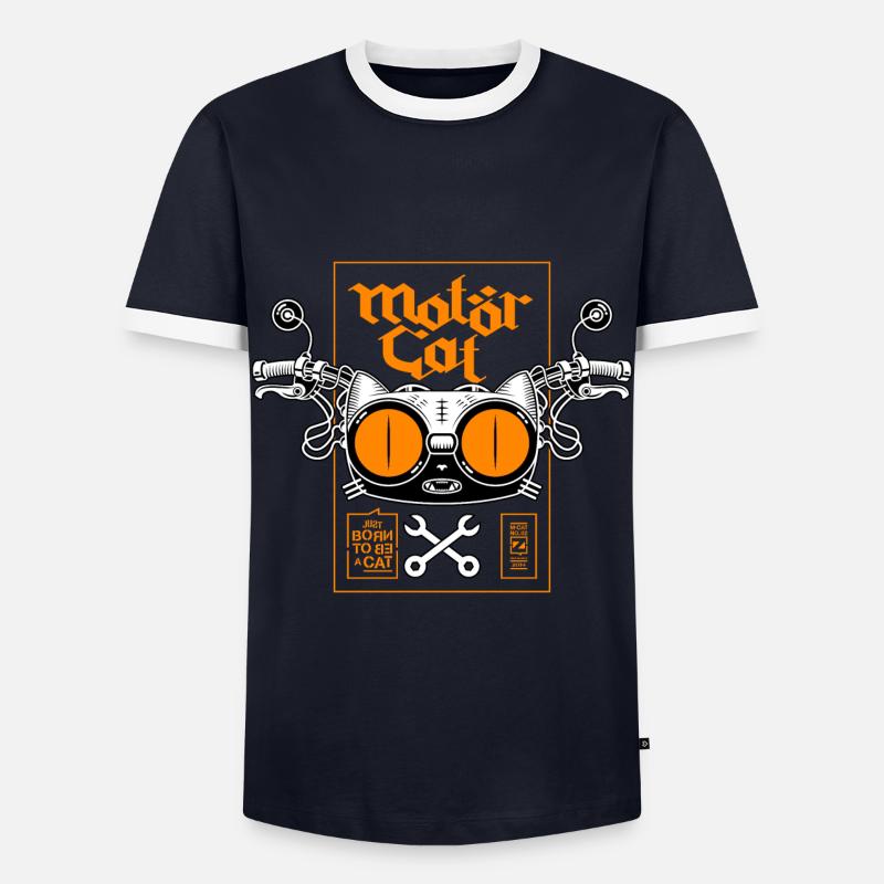 MOTORCAT 02 - Männer Kontrast-T-Shirt - Navy/Weiß 