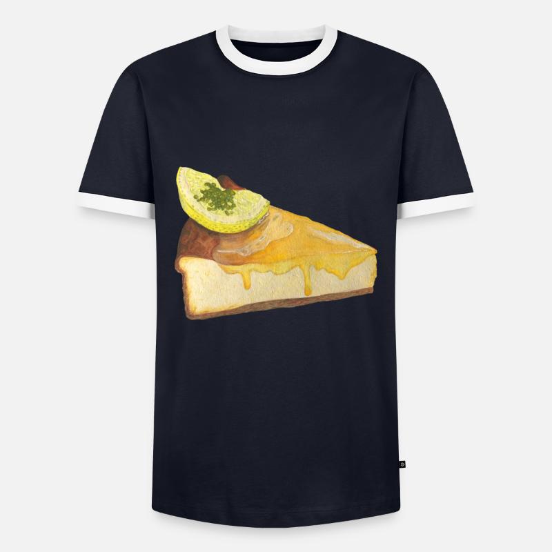 Lemon cake cheesecake - Men's Ringer Shirt - navy/white 
