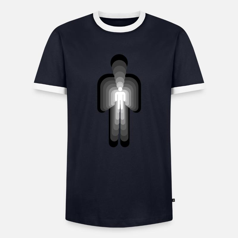 3D - HUMAN inverted - Men's Ringer Shirt - navy/white 