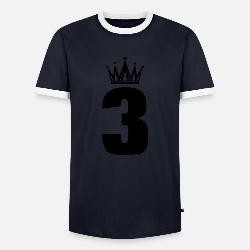 3 - Männer Kontrast-T-Shirt - Navy/Weiß 