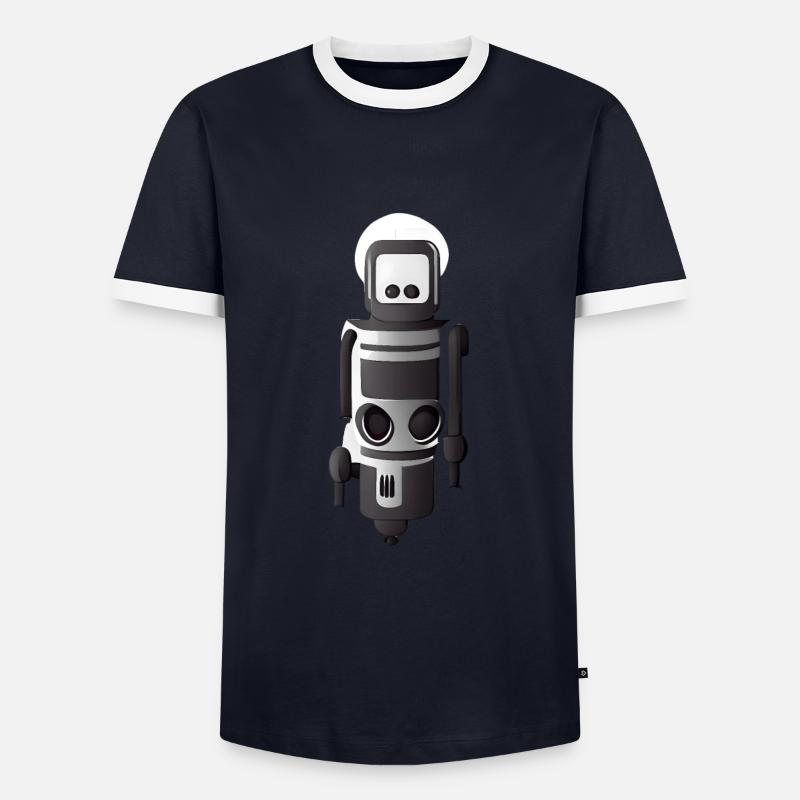 Roboter schwebend - Männer Kontrast-T-Shirt - Navy/Weiß 