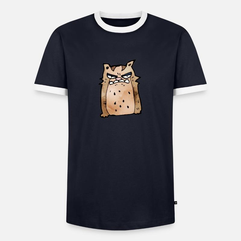 crumpy cat cartoon #2 - Männer Kontrast-T-Shirt - Navy/Weiß