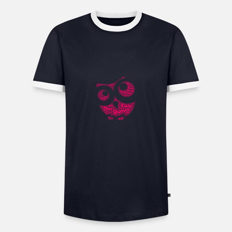 Eule - Männer Kontrast-T-Shirt - Navy/Weiß 