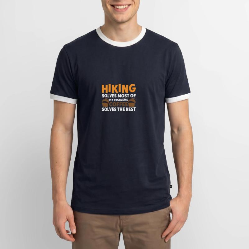 Hiking solves most problems that coffee solves Men's Ringer Shirt