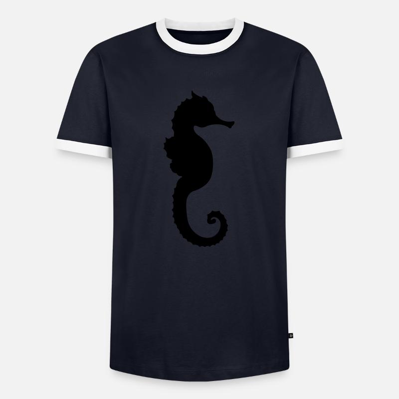 seepferd - Männer Kontrast-T-Shirt - Navy/Weiß
