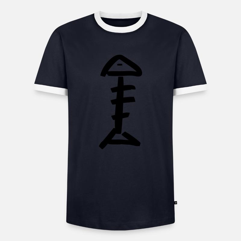 Fischgräte - Männer Kontrast-T-Shirt - Navy/Weiß 