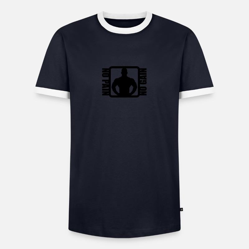 Bodybuilder Logo Design - Men's Ringer Shirt - navy/white 