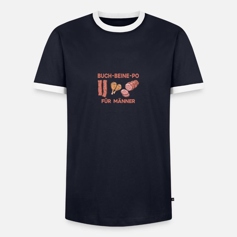 Fleisch Liebe Fleisch Schweinefleisch Hühnerfleisc - Männer Kontrast-T-Shirt - Navy/Weiß 