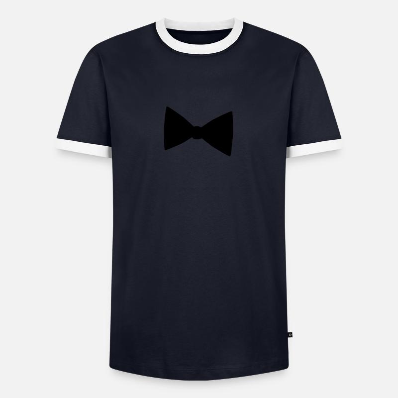 Fliege - Männer Kontrast-T-Shirt - Navy/Weiß 