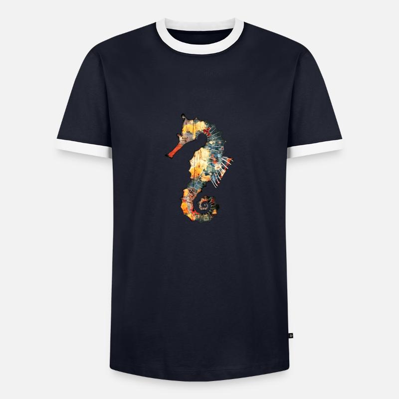 Seepferdchen - Männer Kontrast-T-Shirt - Navy/Weiß 