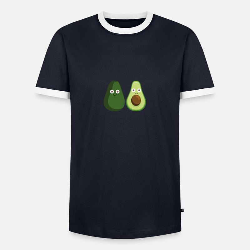 avocado,avocados,paar,pärchen - Männer Kontrast-T-Shirt - Navy/Weiß 