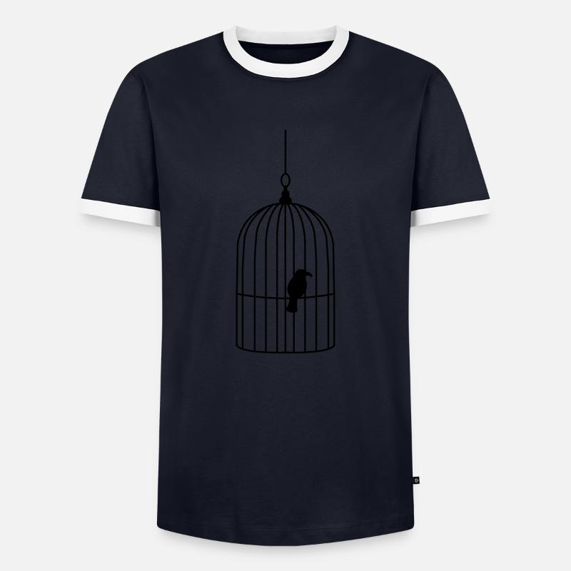 vogelkaefig2 - Men's Ringer Shirt - navy/white 