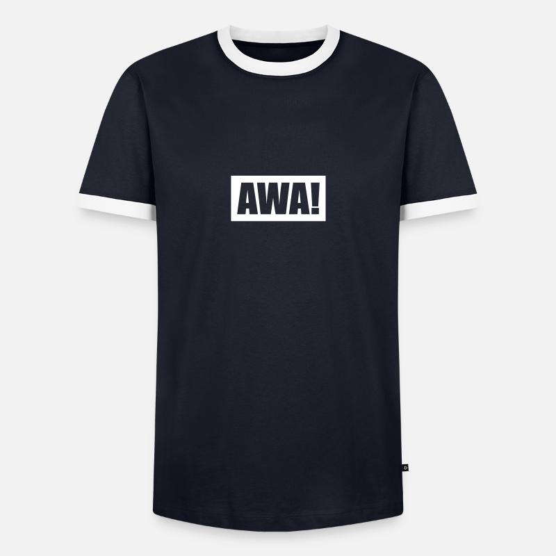 Awa - Männer Kontrast-T-Shirt - Navy/Weiß 