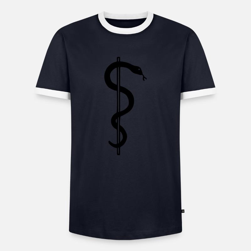 Äskulapstab Asklepiosstab - Männer Kontrast-T-Shirt - Navy/Weiß