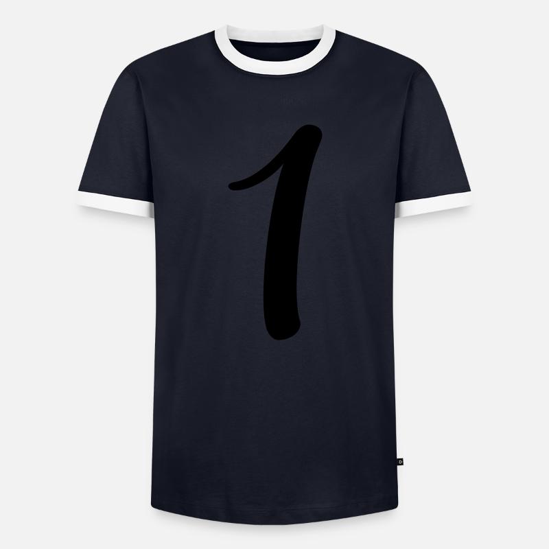 1 - Männer Kontrast-T-Shirt - Navy/Weiß