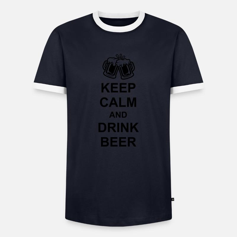 Saying Keep Calm Beer - Men's Ringer Shirt - navy/white