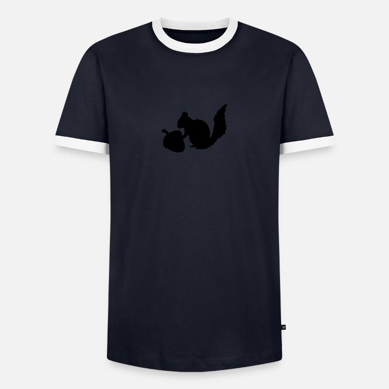 Eichhörnchen Nuss - Männer Kontrast-T-Shirt - Navy/Weiß 