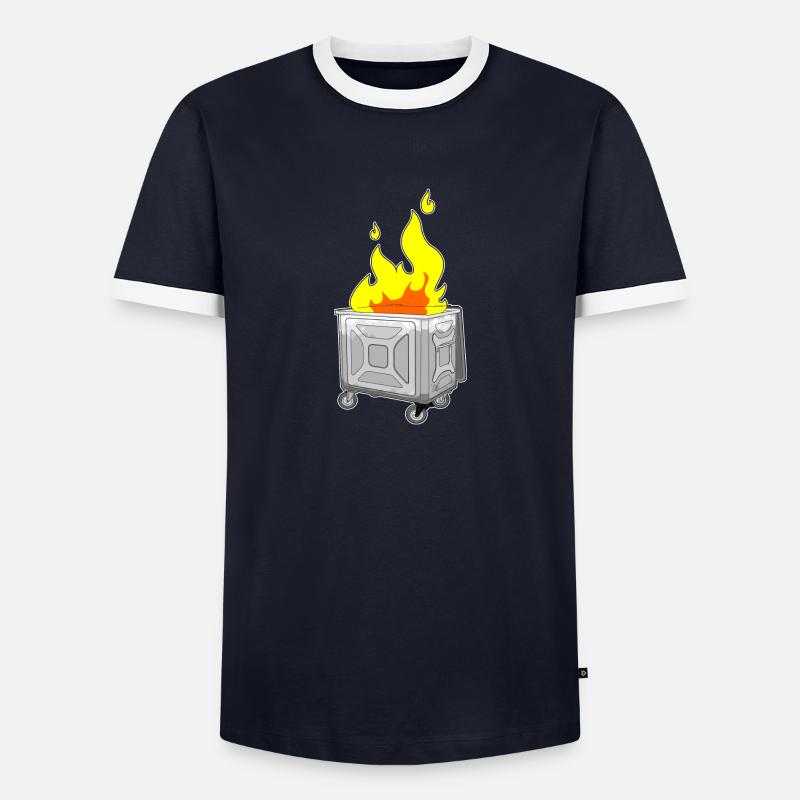 Dumpster Fire - Männer Kontrast-T-Shirt - Navy/Weiß 