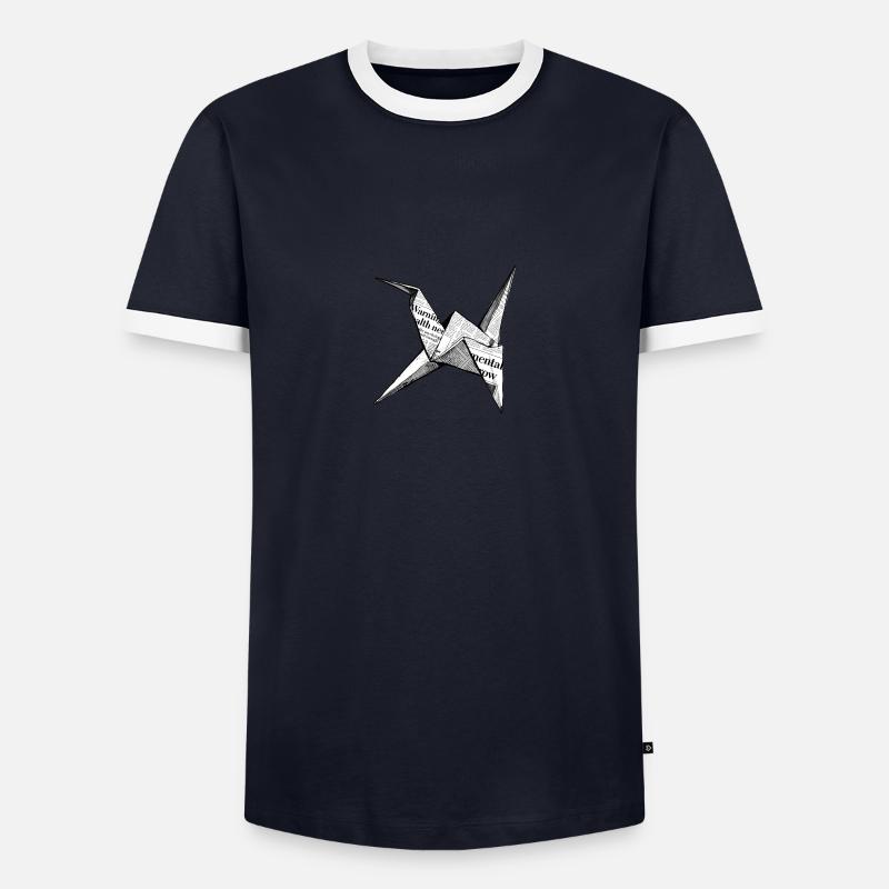Origami - Männer Kontrast-T-Shirt - Navy/Weiß