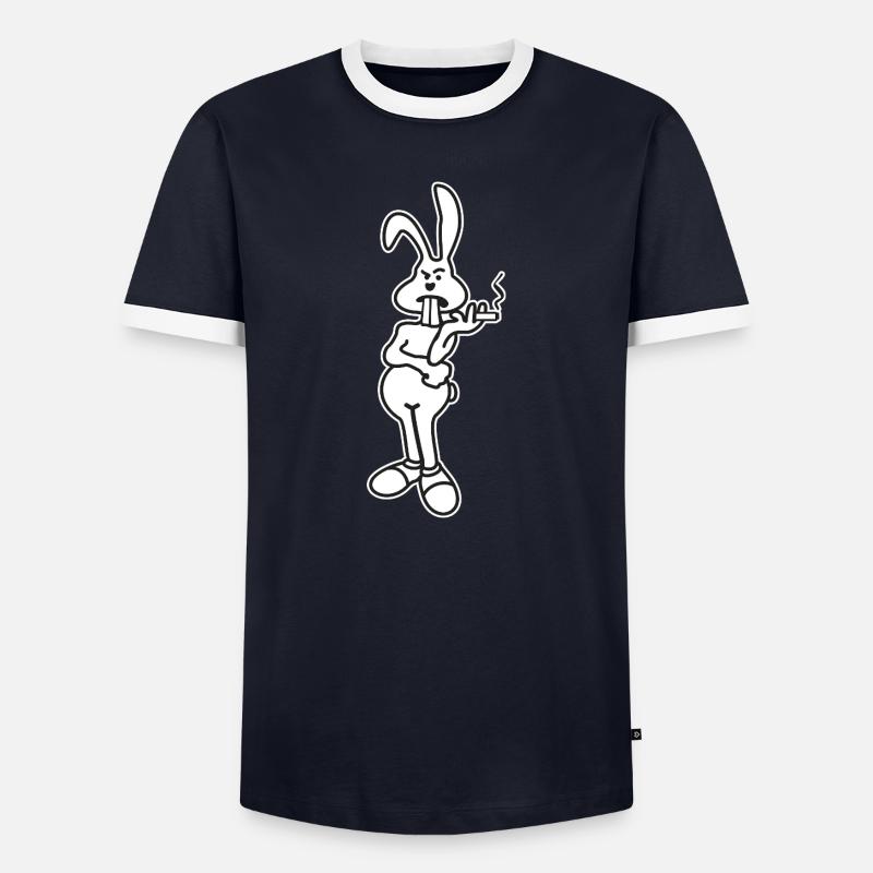 Osterhase verweigert Eier - Eier-Knappheit? - Männer Kontrast-T-Shirt - Navy/Weiß 