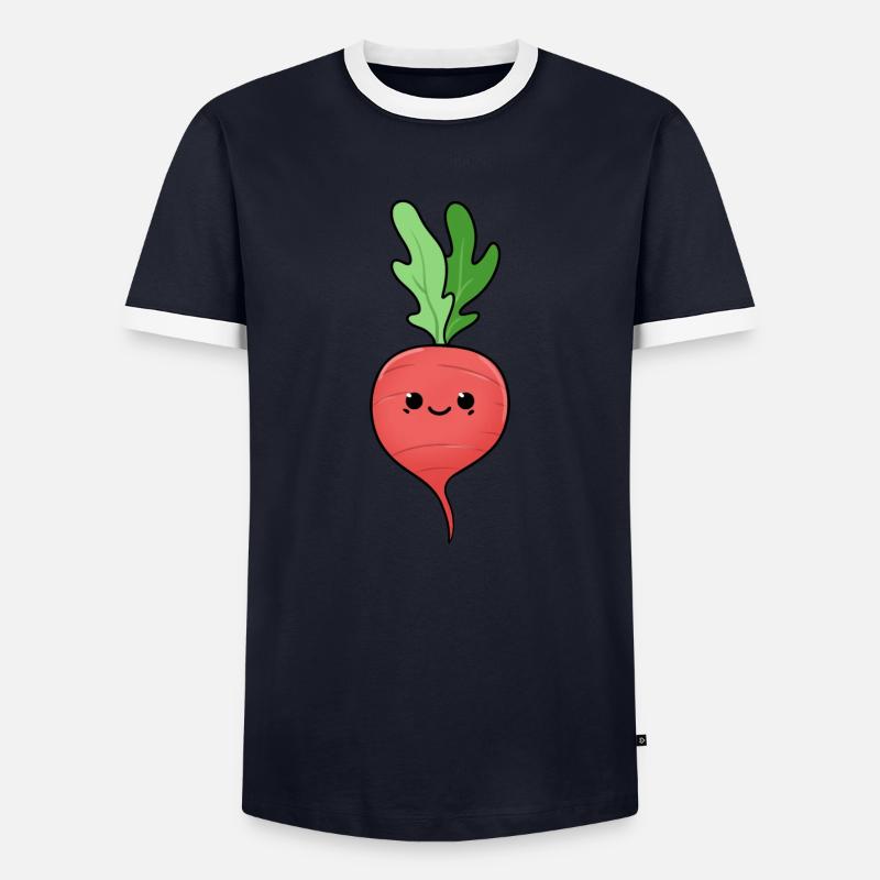 Radieschen - Männer Kontrast-T-Shirt - Navy/Weiß 