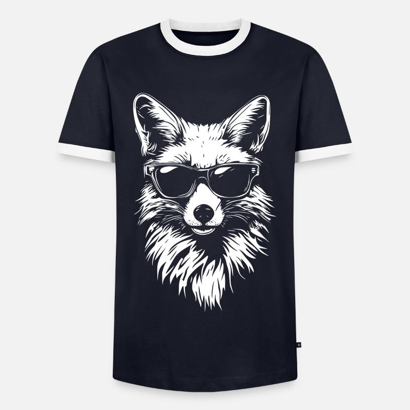 Cool Fox Sunglasses Summer - Men's Ringer Shirt - navy/white 