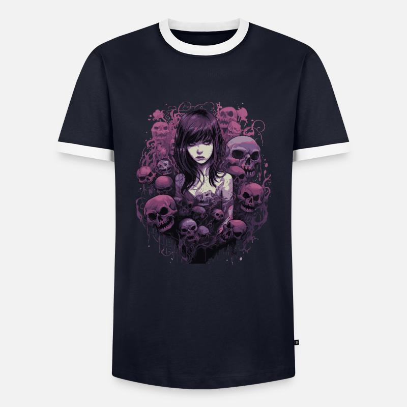 Emo Horrorpunk Mädchen - Männer Kontrast-T-Shirt - Navy/Weiß