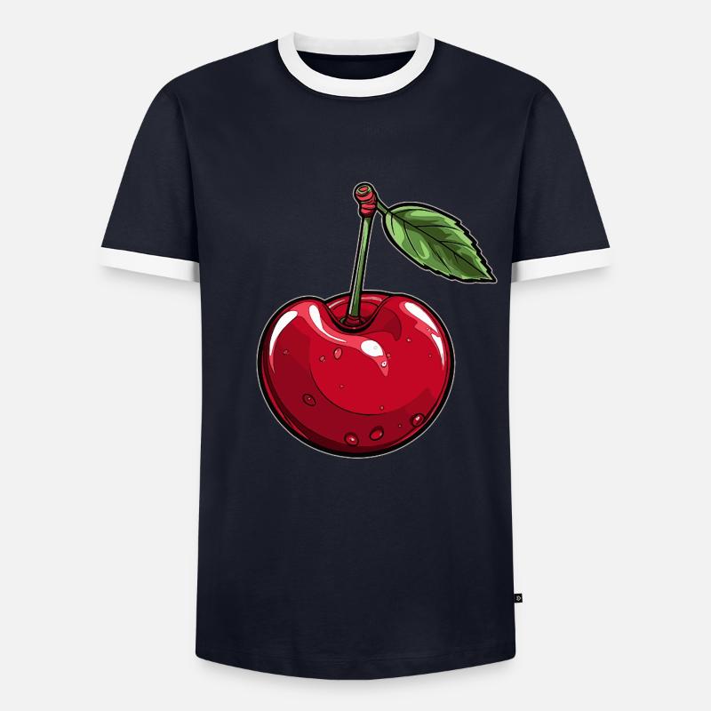 Rote Cherry Kirsche - Männer Kontrast-T-Shirt - Navy/Weiß 