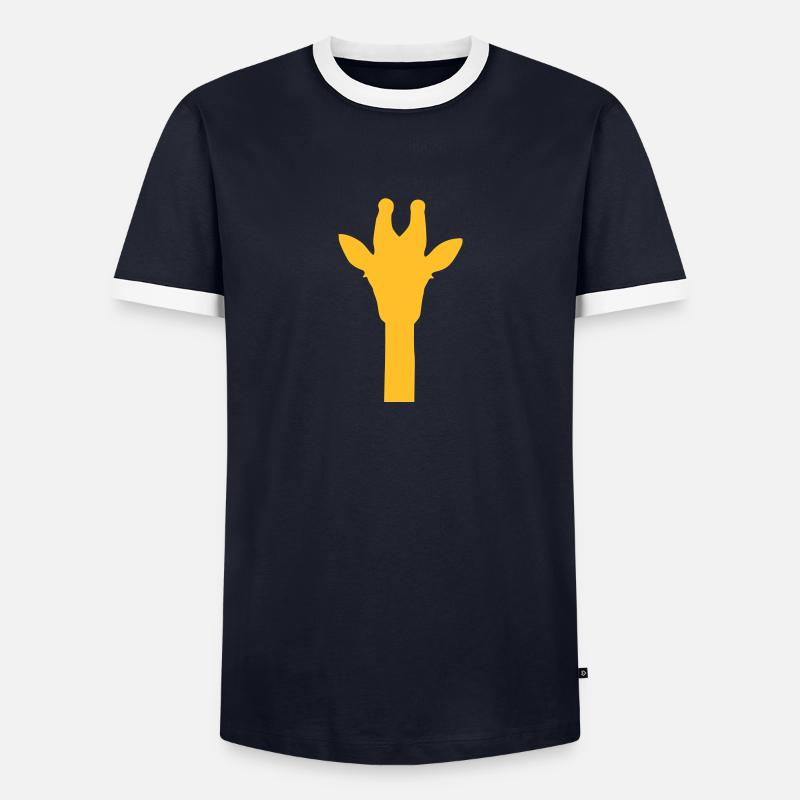 Giraffe - Männer Kontrast-T-Shirt - Navy/Weiß 