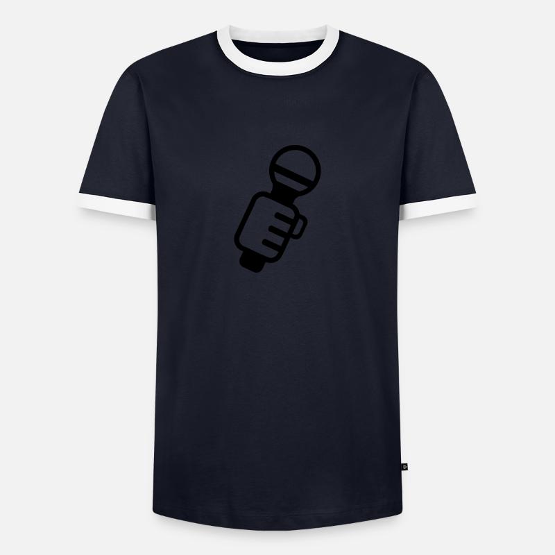 Mikrofon - Männer Kontrast-T-Shirt - Navy/Weiß