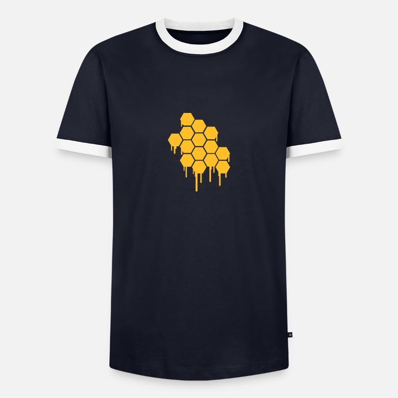 Honeycombs Pattern - Men's Ringer Shirt - navy/white 