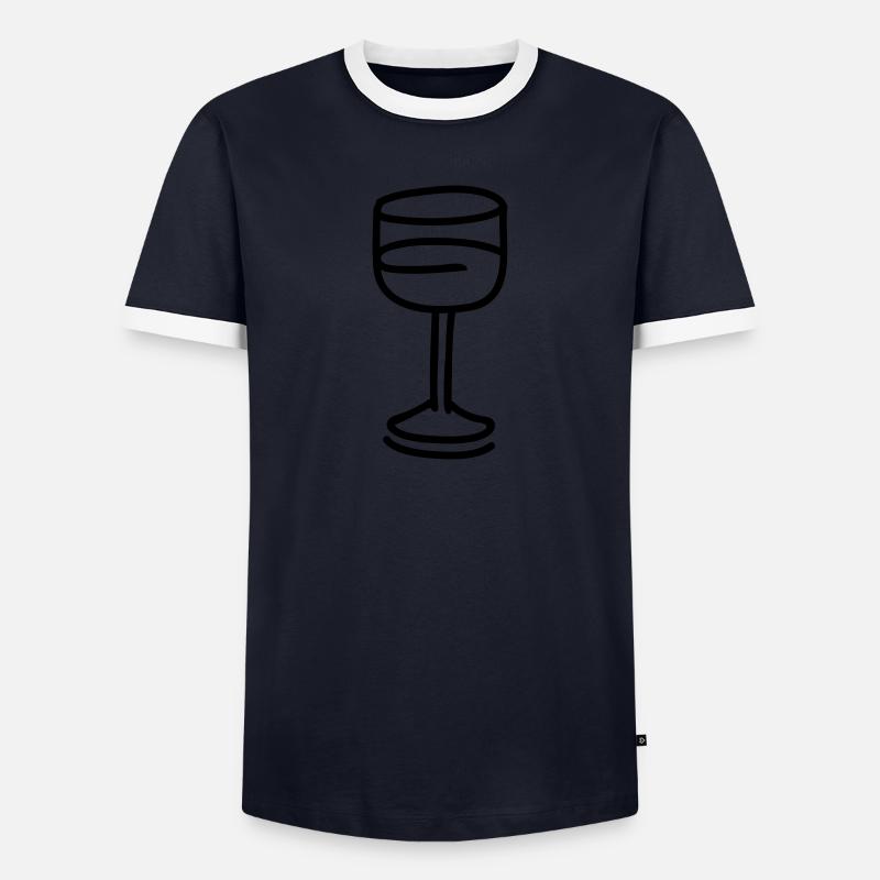 Weinglas - line - Männer Kontrast-T-Shirt - Navy/Weiß 