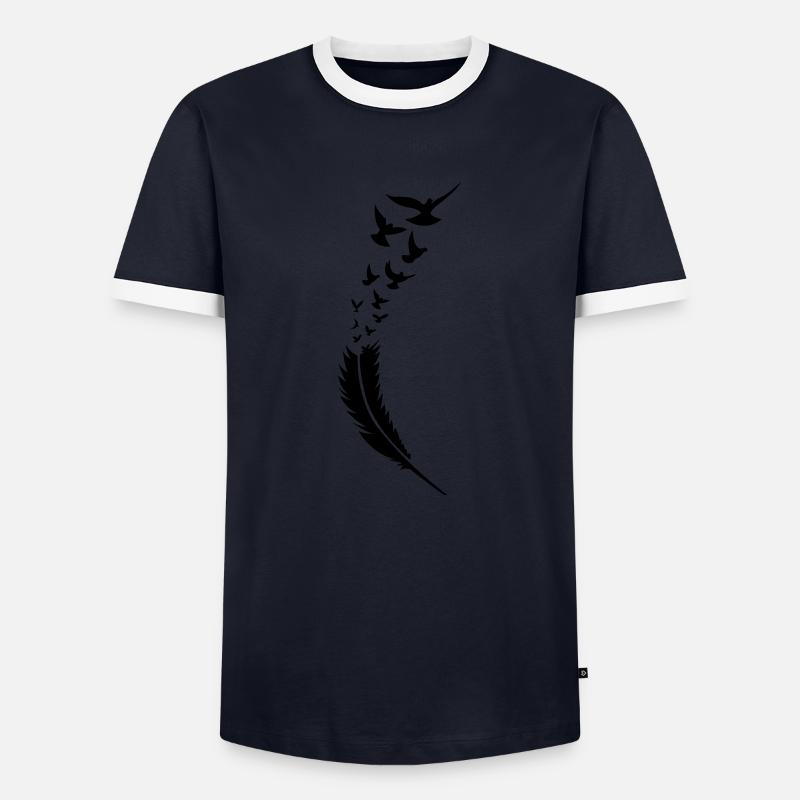 feder voegel fly - Männer Kontrast-T-Shirt - Navy/Weiß 