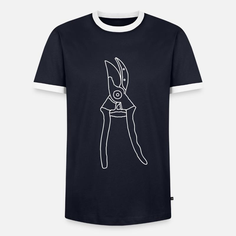 Gartenschere Rosenschere - Männer Kontrast-T-Shirt - Navy/Weiß 