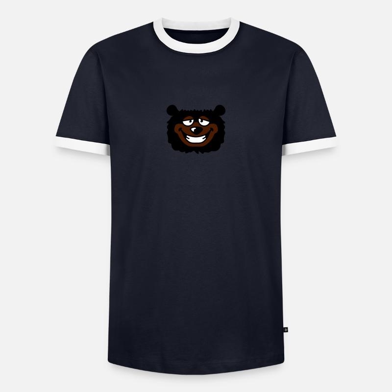 bear_head - Men's Ringer Shirt - navy/white 