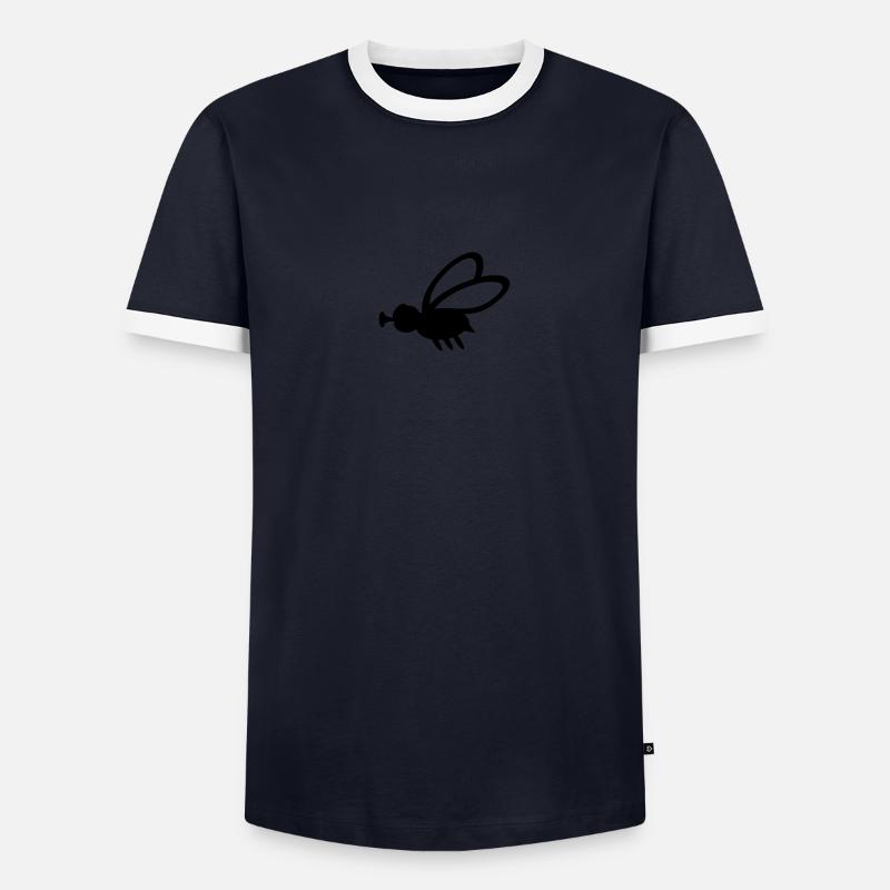 Stubenfliege / house fly (mini, 1c) - Männer Kontrast-T-Shirt - Navy/Weiß 
