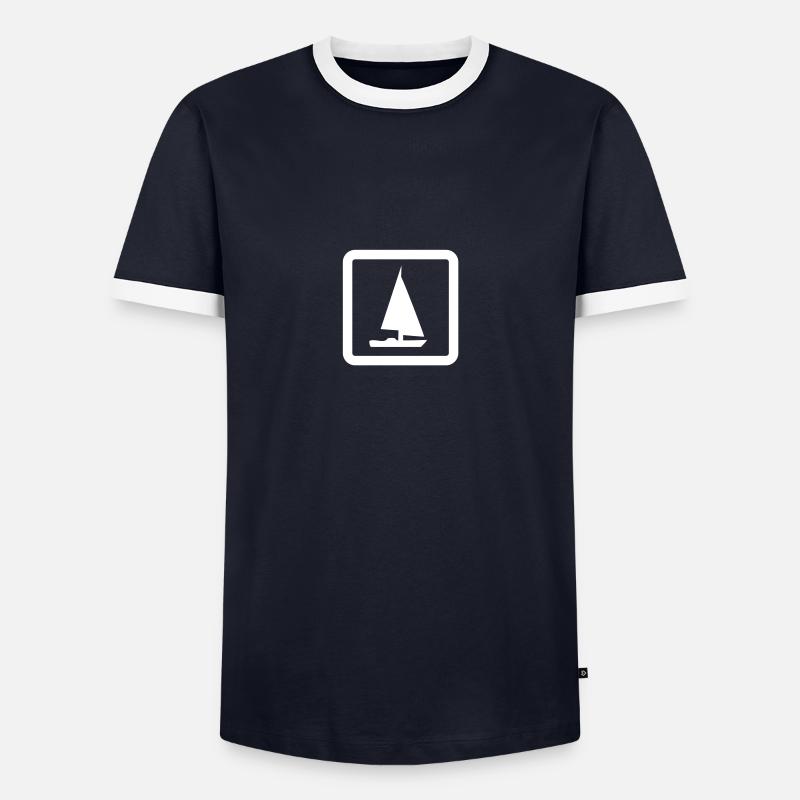 sailing boat - Men's Ringer Shirt - navy/white